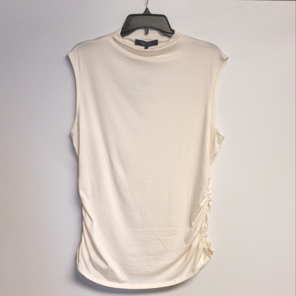 NWT Rachel Rachel Roy Ivory Mocked Neck Sleevless Runched Neck Top Large